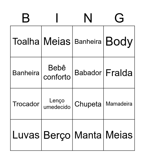 Chá de bênçãos Bingo Card