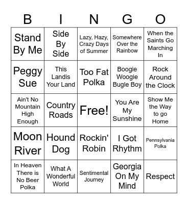 MUSIC BINGO Card