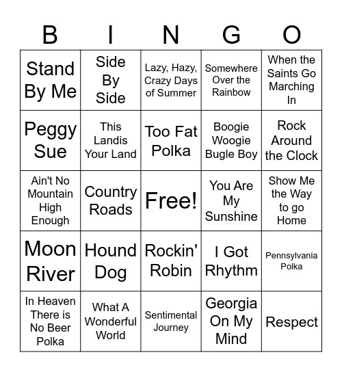MUSIC Bingo Card
