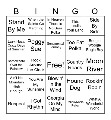 MUSIC Bingo Card