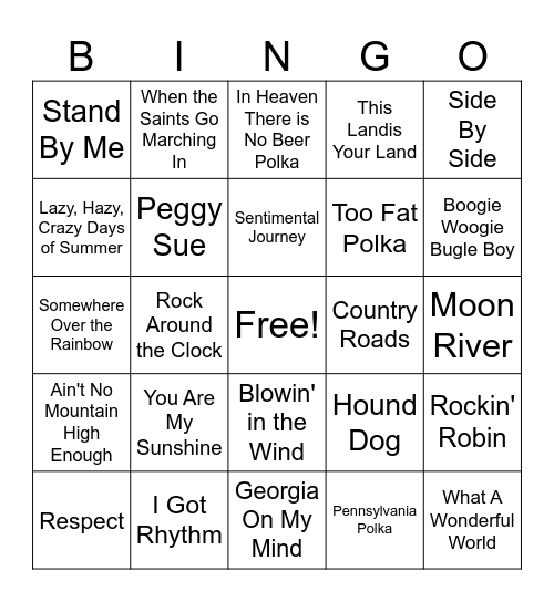 MUSIC Bingo Card