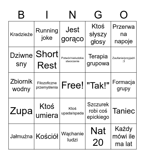 Bingo Bongo Bingo Card