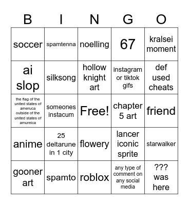 wplace bingo Card