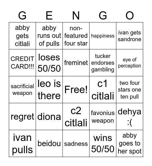 6.7 Gengo Bingo Card