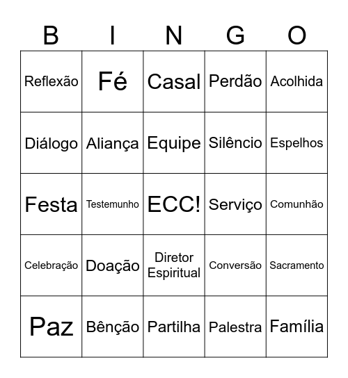 BINGO DA FAMILIA ECC Bingo Card