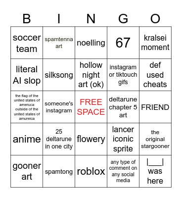 Wplace bingo Card