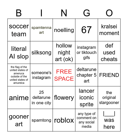 Wplace bingo Card