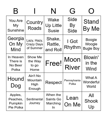 MUSIC Bingo Card