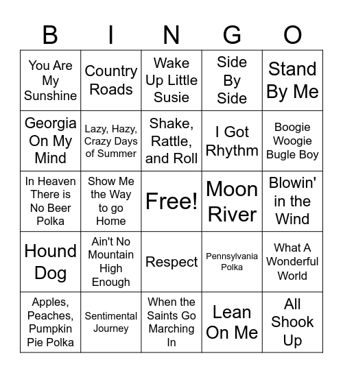 MUSIC Bingo Card
