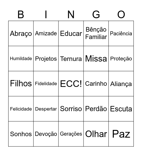 BINGO DA FAMILIA ECC Bingo Card