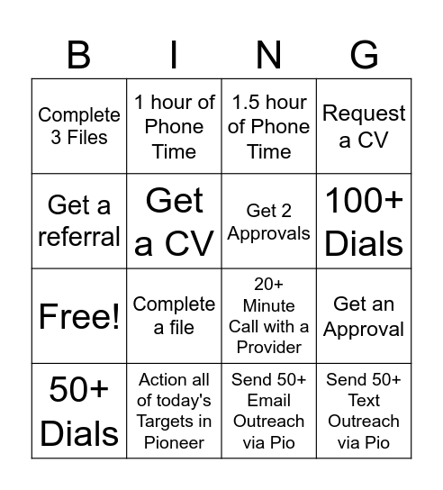 Barton Bingo Card