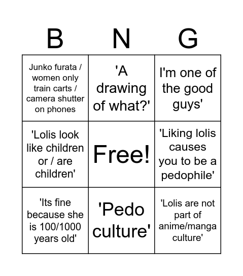 Loli bingo Card