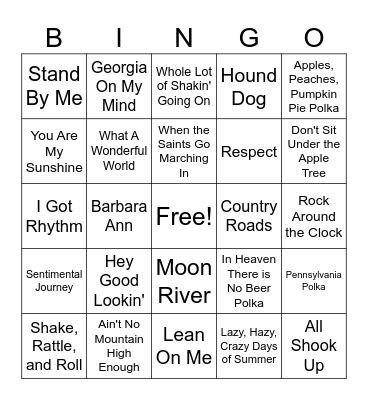 MUSIC Bingo Card