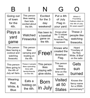 Star Spangled Bingo! Bingo Card