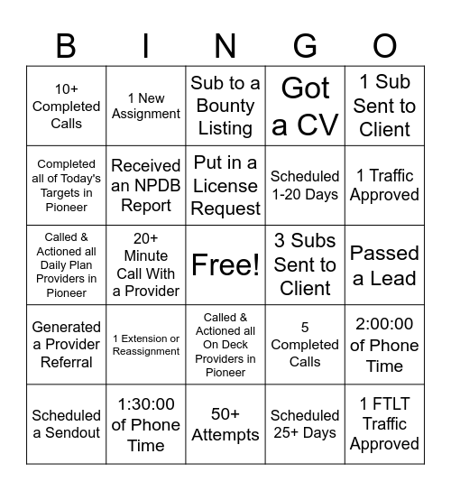 Barton Recruiter Bingo Card