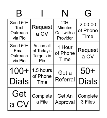 Barton RA 1 BINGO Card