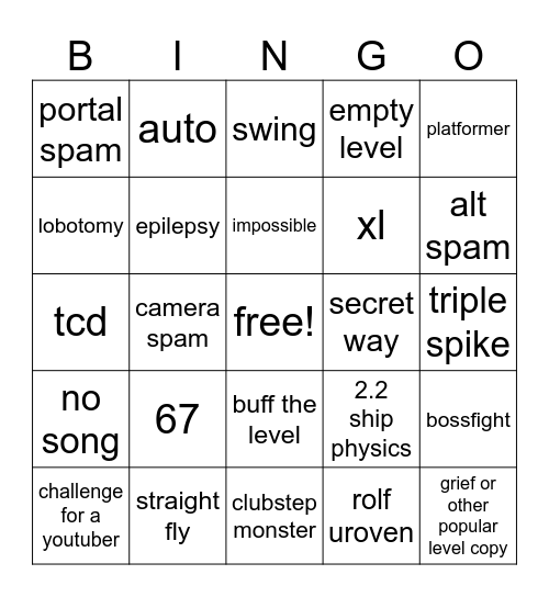 Recent tab Bingo Card