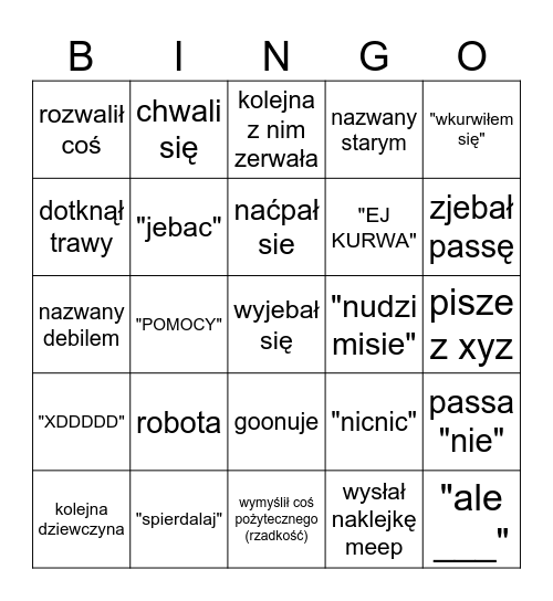 bingo o dominiku Bingo Card