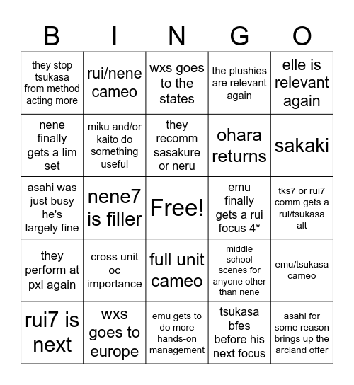 wxs rest of 2026/2027 bingo Card