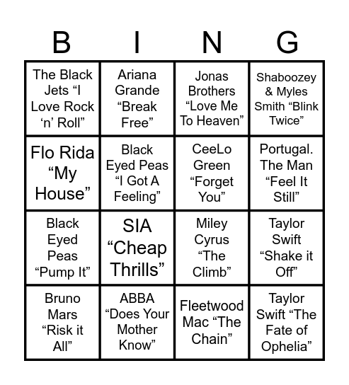 CEYP MUSIC BINGO Card