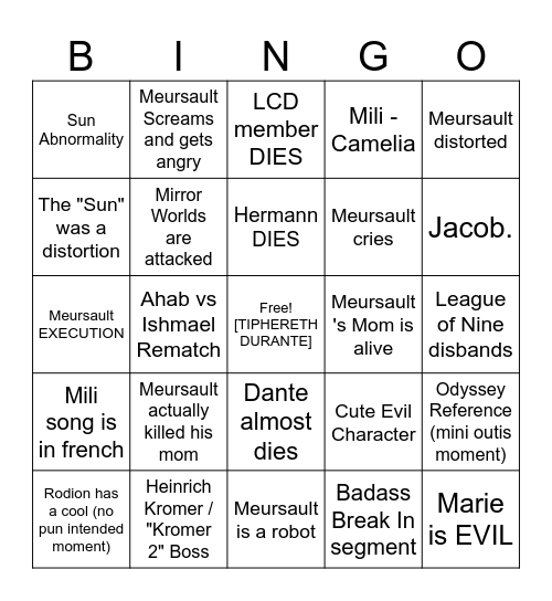 Canto X: The Gaze Bearing Bingo Card