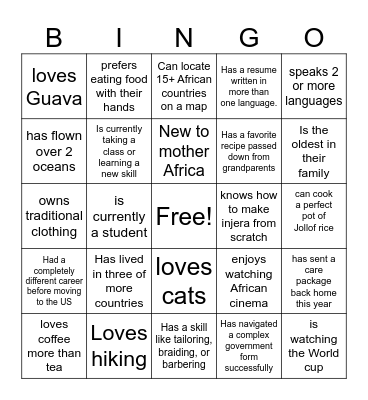 SAFARI STAFF BINGO Card