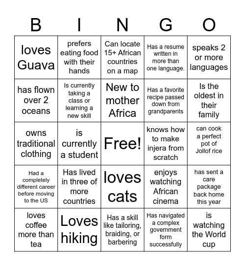 SAFARI STAFF BINGO Card