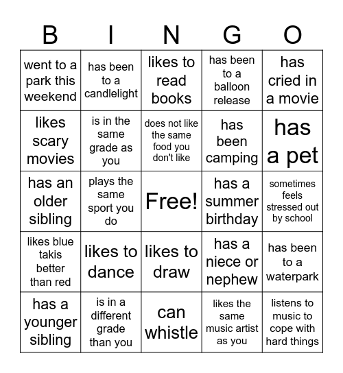 Therapy Bingo Card