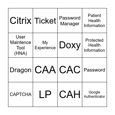 Security BINGO Card