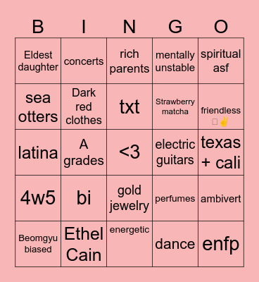 Arielles bingo 🫰 Bingo Card