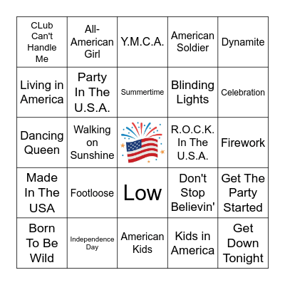 PARTY IN THE U.S.A. Bingo Card