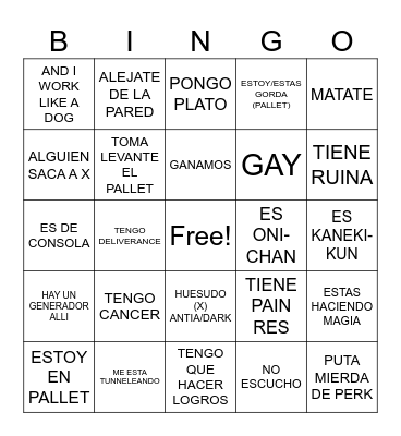 DBD BINGO CARD Bingo Card