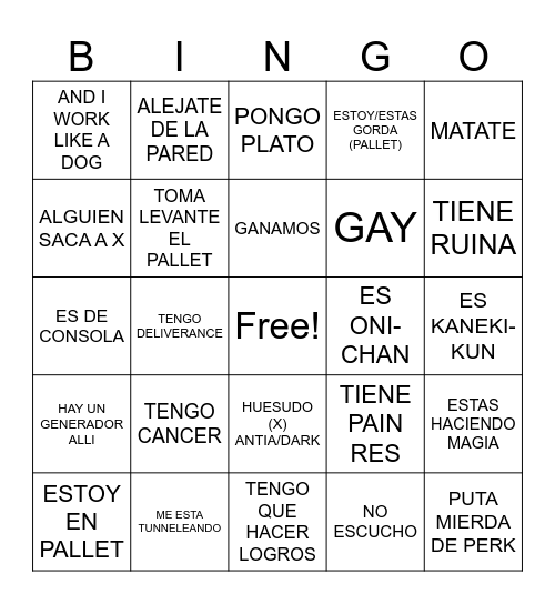 DBD BINGO CARD Bingo Card