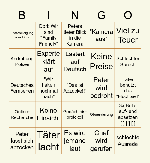 Achtung Abzocke - Bingo Card