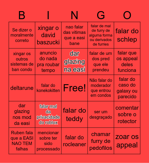 BINGO DO RUBEN SIM Bingo Card