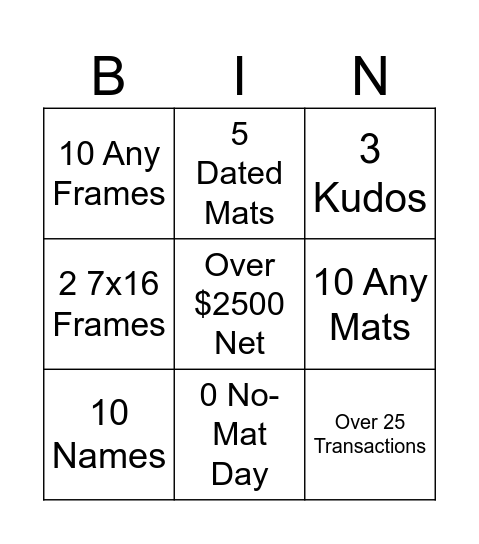 Caricatures Bingo Card