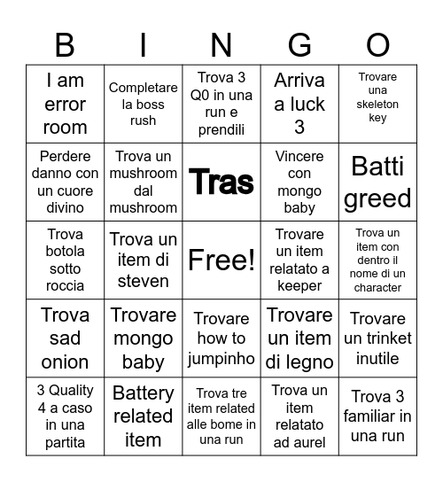 Tboi bingo alex version Bingo Card