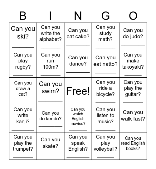 Can you BINGO Card