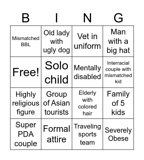 Airport stereotypes Bingo Card