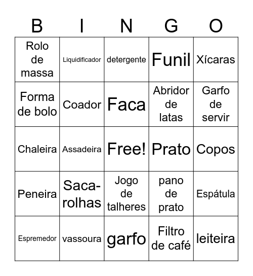 Chá de Panela Bingo Card