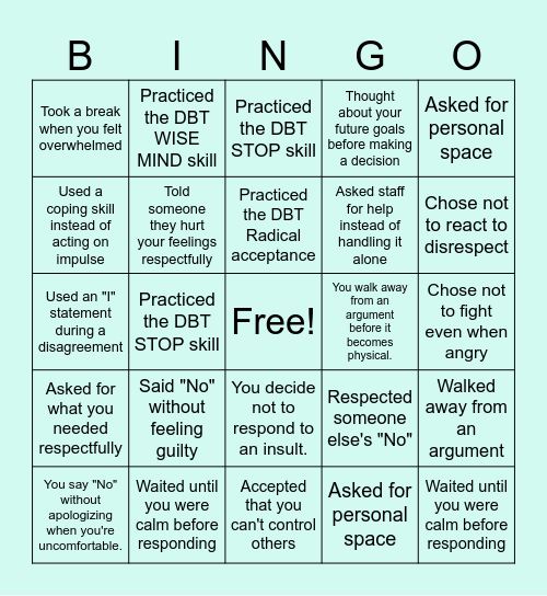 Boundaries Bingo Card
