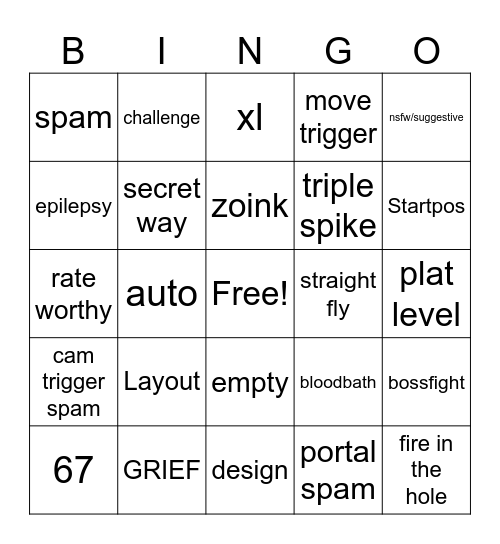 RECENT TAB Bingo Card