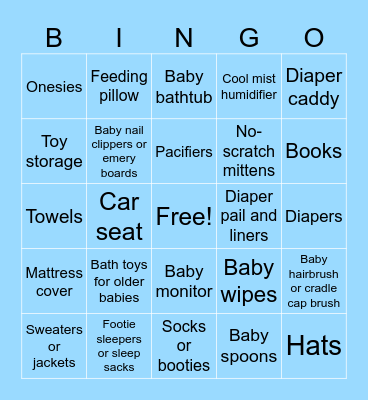 Tabby's Baby Shower Bingo Card