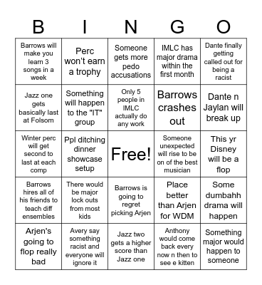 2026-27 band bingo Card