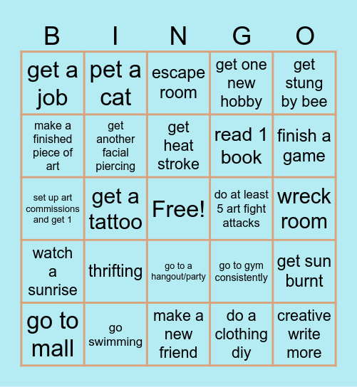 summer bingo Card