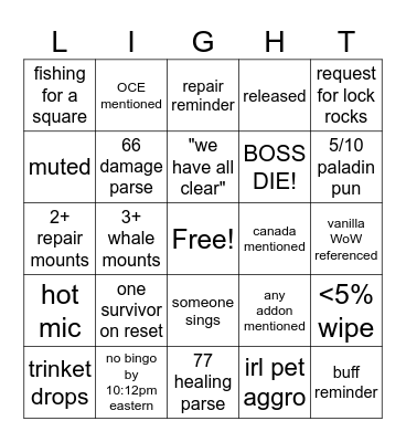 PALADINGO2 Bingo Card