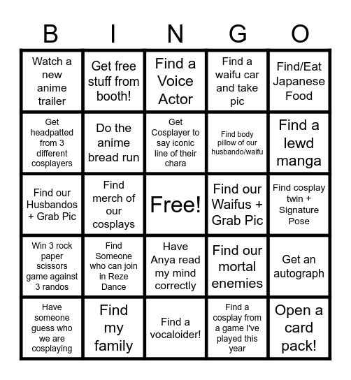 AX Snaccc Pack Adventures! Bingo Card