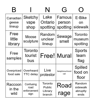 July 5, 2026 Toronto Walk Bingo Card