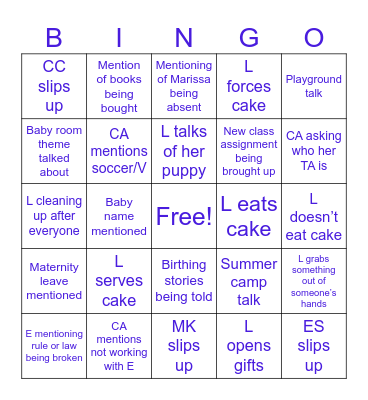 🤰🏼Baby shower bingo 🍼 Bingo Card