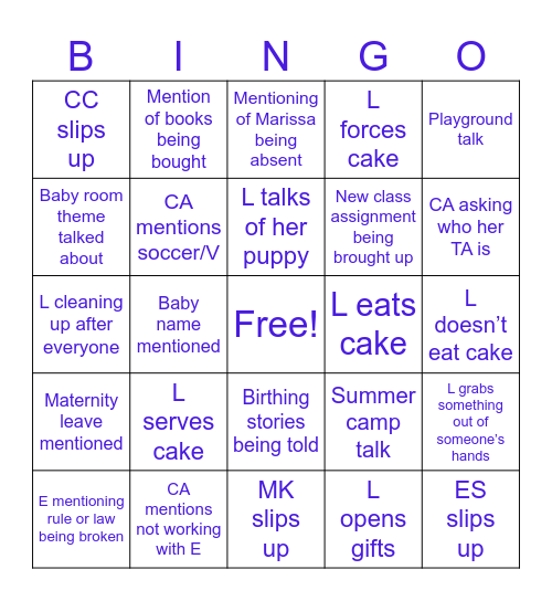 🤰🏼Baby shower bingo 🍼 Bingo Card